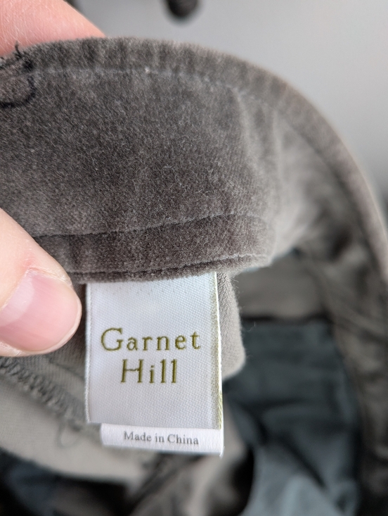 Garnet Hill Velvet Pants Size 14 Long Gray Straight Leg Stretch Trousers - Picture 11 of 13